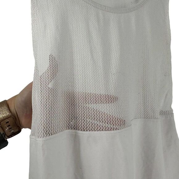 Fabletics Mesh Tank Top White Draped Back Active Wear Layering Size S Breathable - Picture 4 of 5
